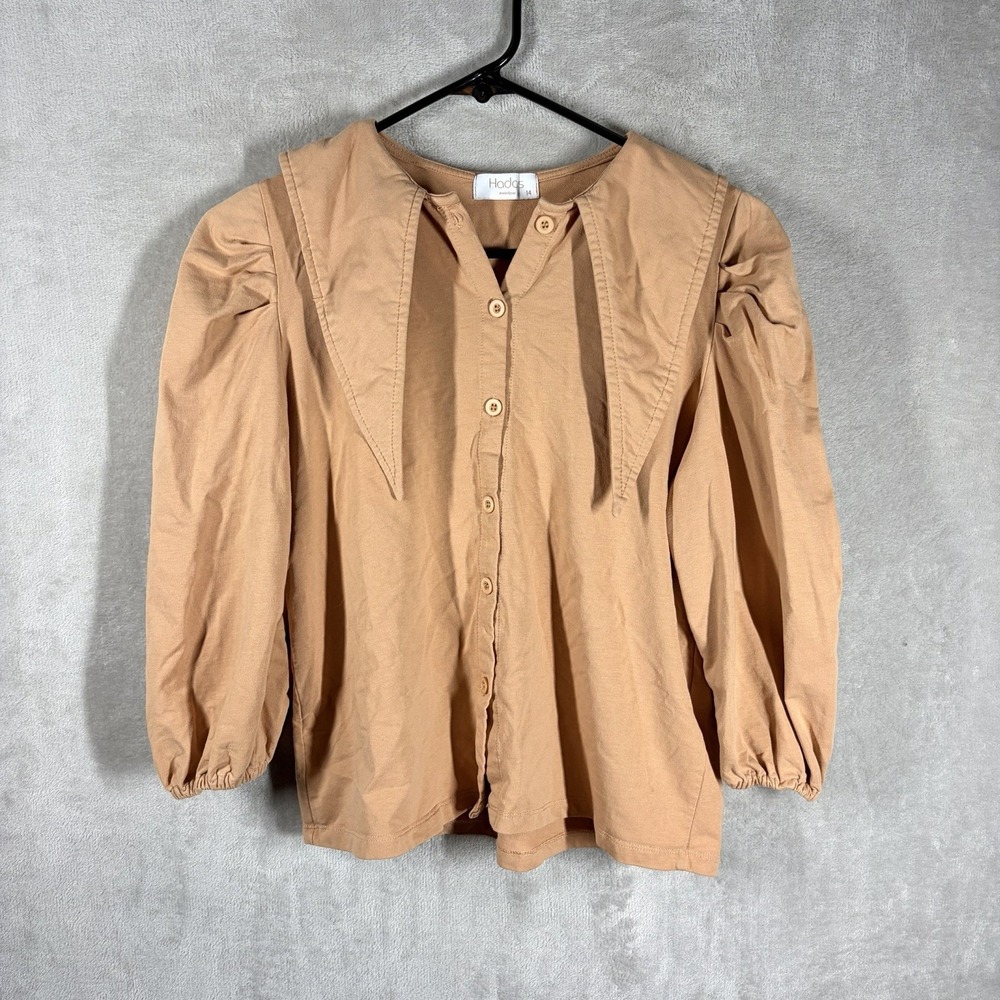 Hadas Pointed Collar Puff Sleeve Top Size 14 Vintage Style Whimsical Statement